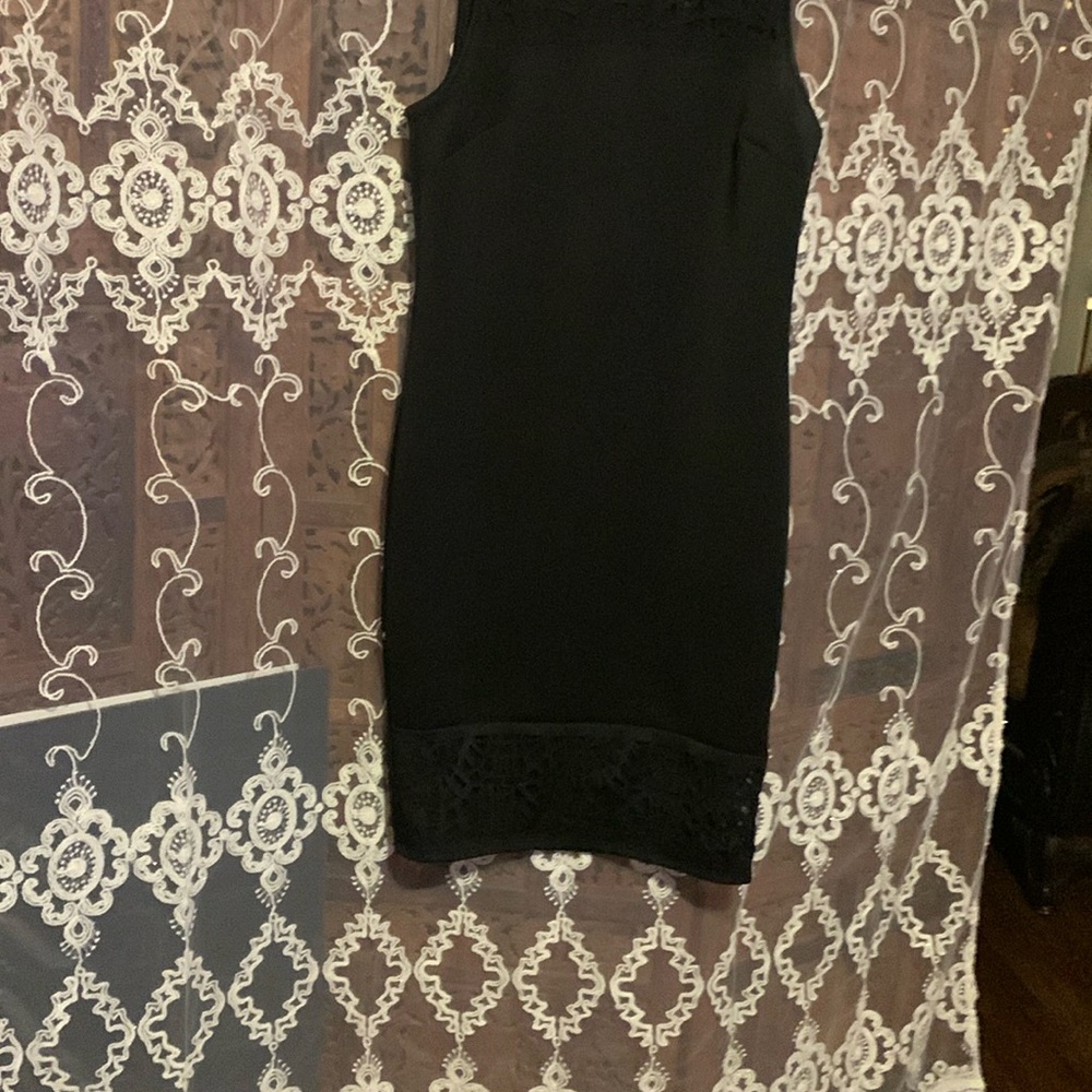 Thalia Sodi Black Sheath Dress Mock Neck Sleeveless